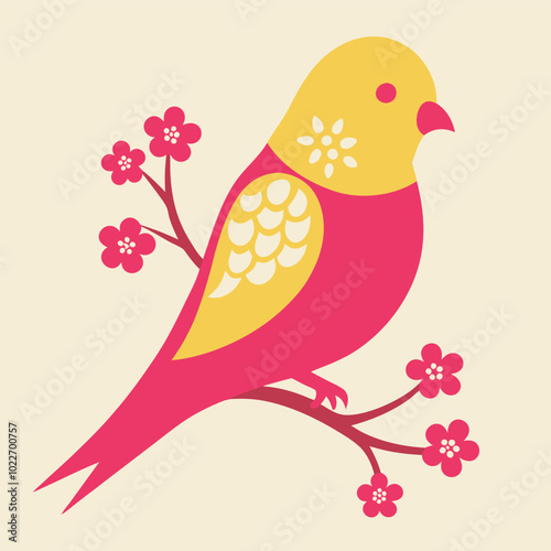 Minimalist stencil of a budgerigar budgie bird vector