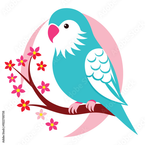 Minimalist stencil of a budgerigar budgie bird vector