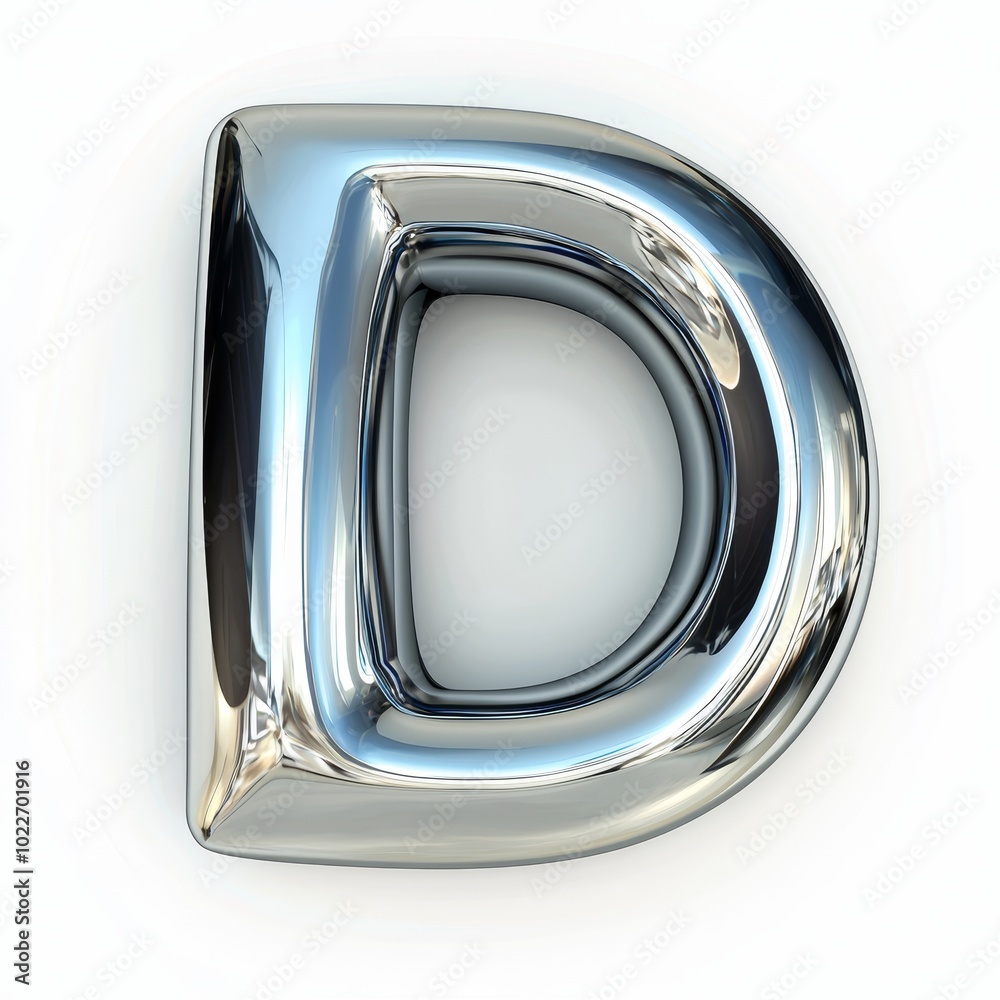 Obraz premium A Stunning Metallic Interpretation of the Letter D Captivates with Its Polished Shine and Sleek Design, Highlighting Contemporary Artistry.