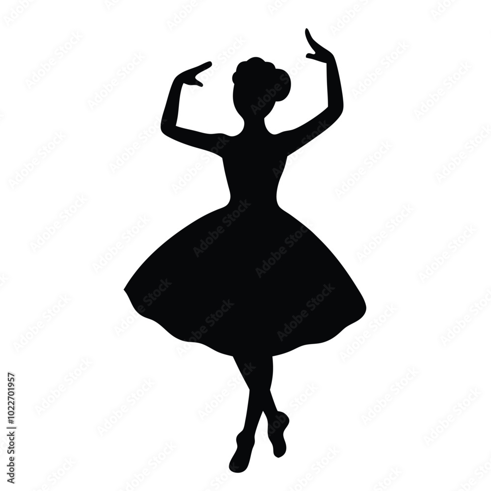 Isolated silhouette of a child of a ballerina Isolated silhouette of a child of a ballerina
