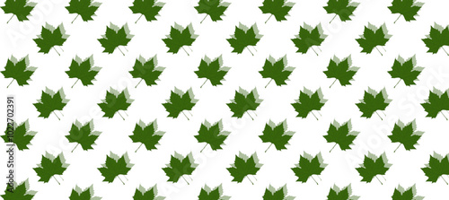 Seamless pattern with green autumn leaves