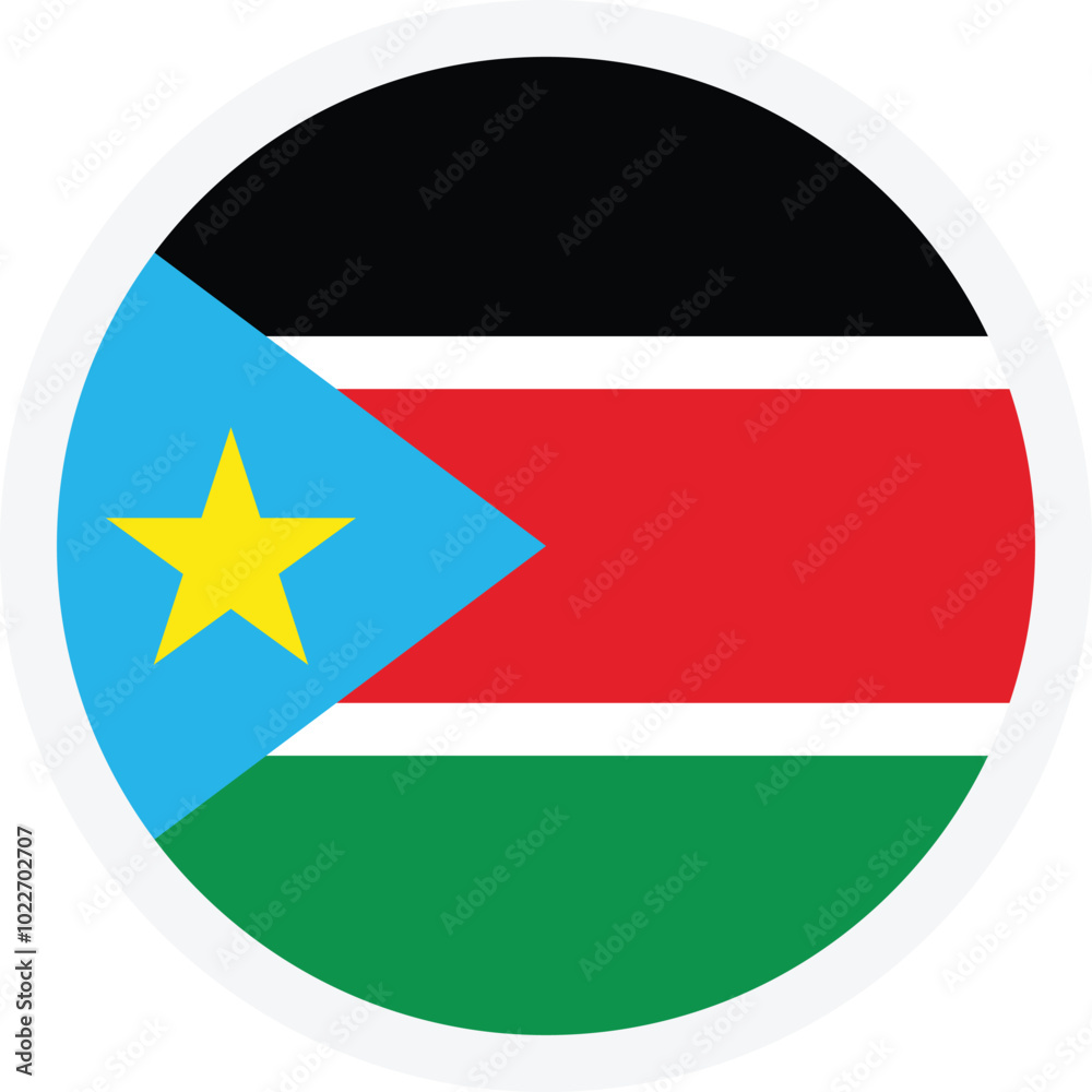 Flag of South Sudan. Round vector icon on transparent background Flag of South Sudan. Round vector icon on transparent background