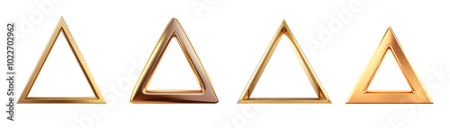 Four elegant golden triangle frames with different styles and shades.