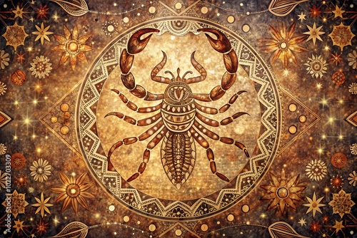 Boho Scorpio Zodiac Illustration - Vintage Style Photography for Astrological Art Lovers