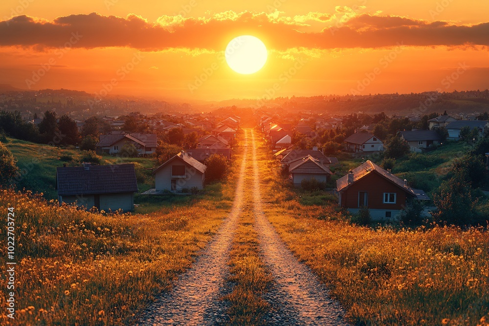 Scenic Pathway to a Bright Future at Sunset Scenic Pathway to a Bright Future at Sunset