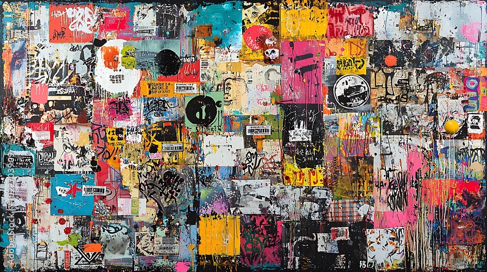 Abstract Urban Collage Art Colorful Graffiti Stickers and Textures Abstract Urban Collage Art Colorful Graffiti Stickers and Textures