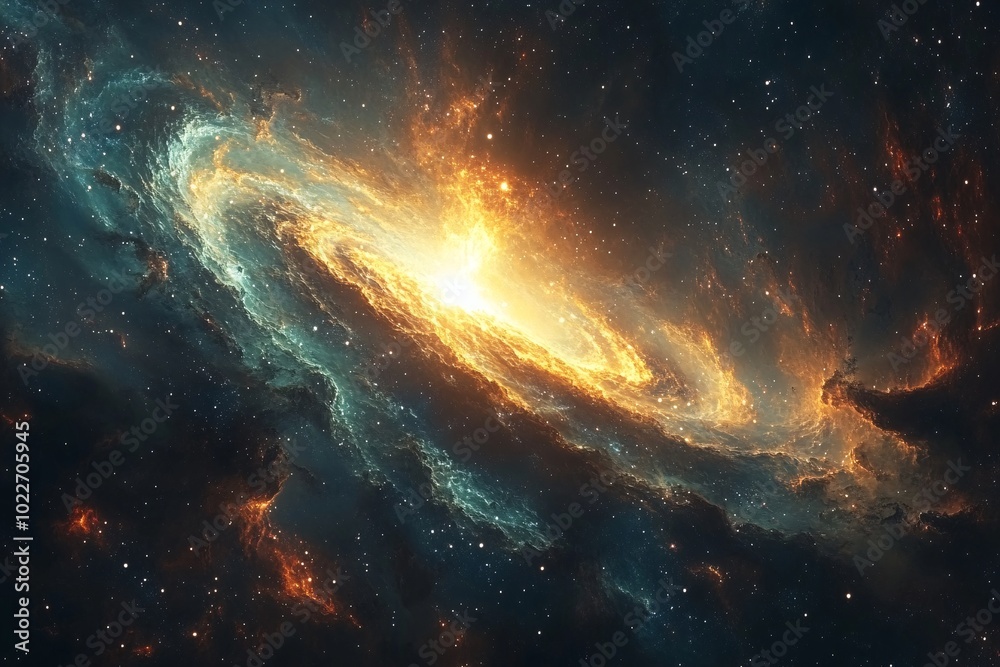 Fototapeta premium Cosmic Impressions of Dark Matter and Twisting Galaxies