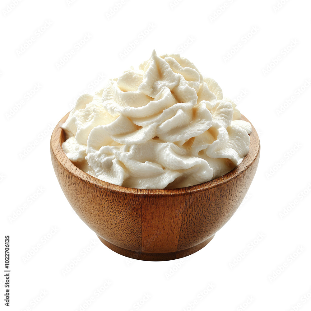 Whipped Cream in a Wooden Bowl Whipped Cream in a Wooden Bowl