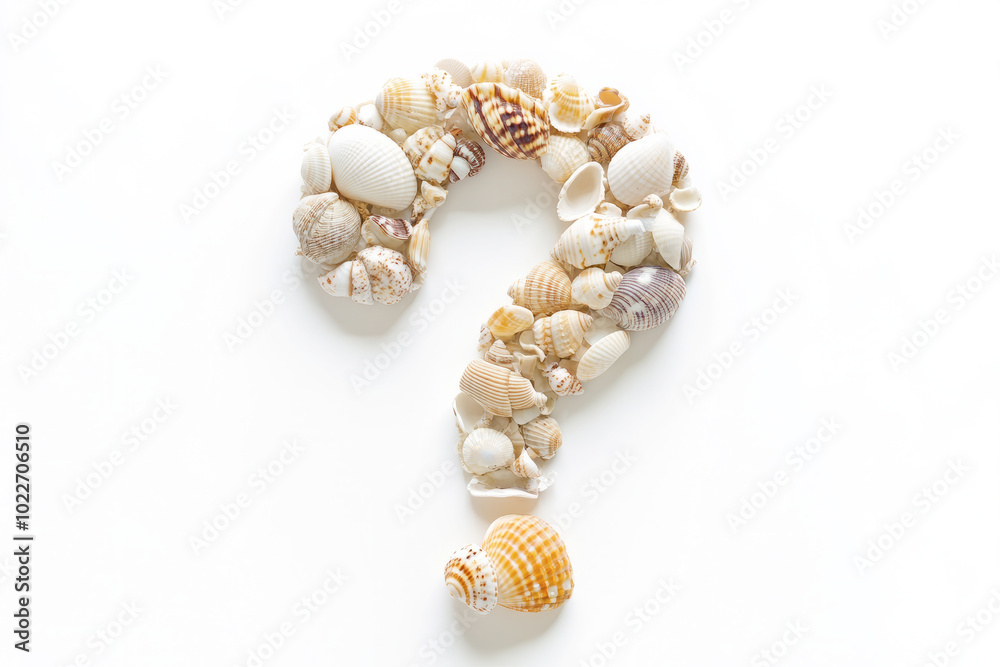Creative question mark made of assorted seashells Creative question mark made of assorted seashells