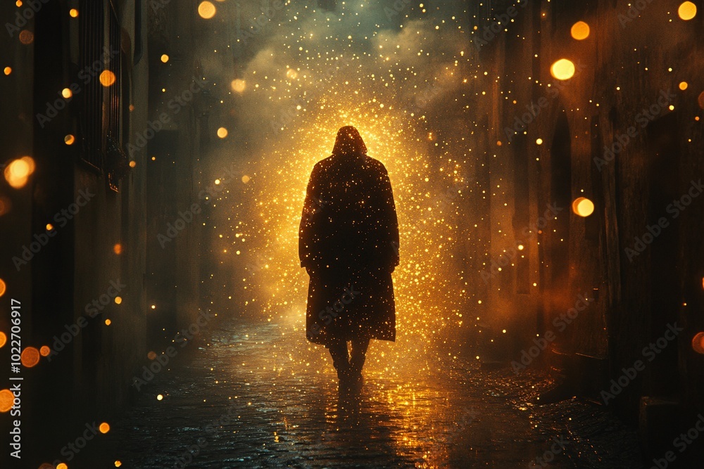 Ethereal Ghost Emerges Through Sparkling Darkness Ethereal Ghost Emerges Through Sparkling Darkness