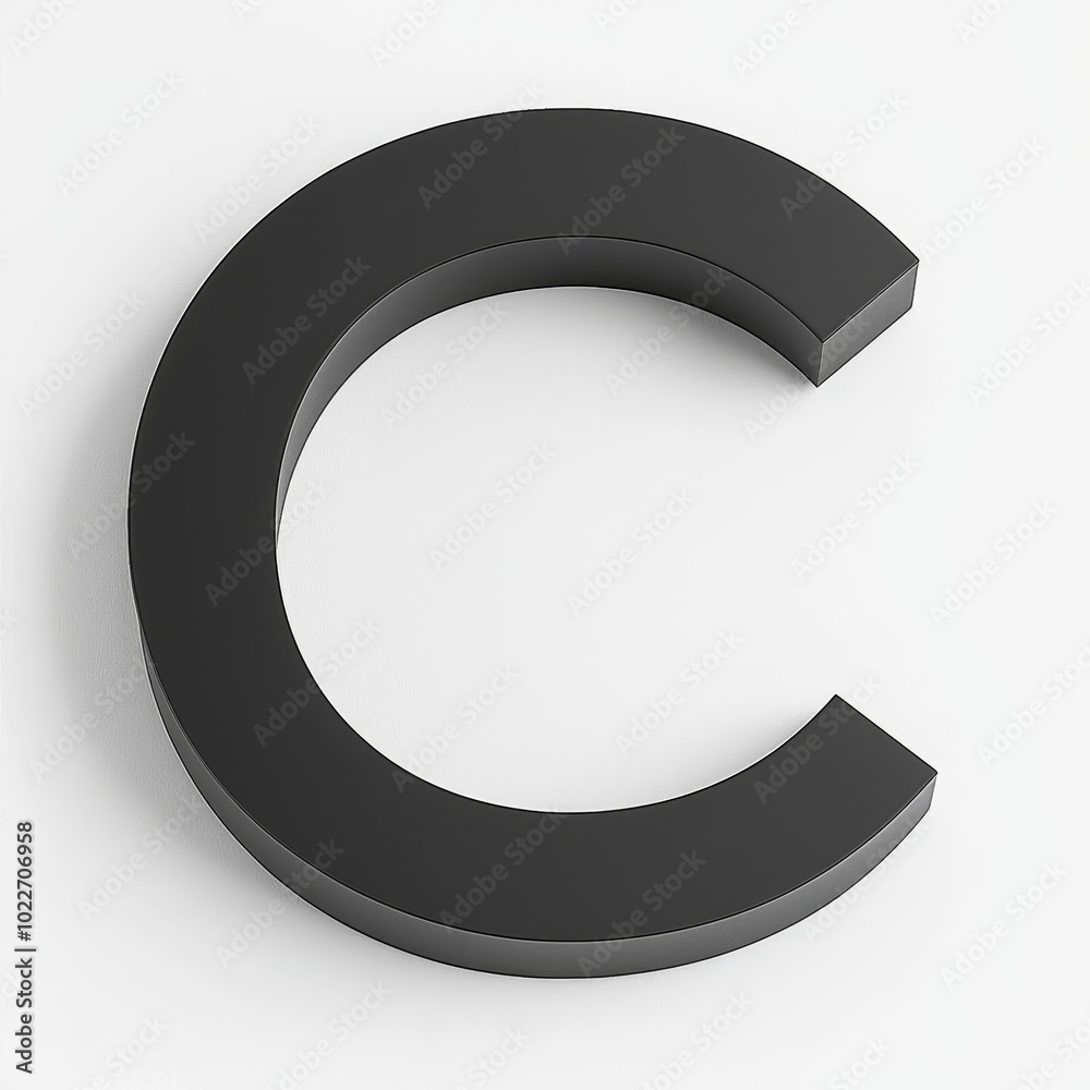 A Contemporary Black Letter 'C' Standing Out Against a Minimalist Background, Symbolizing Creativity and Modern Design Aesthetic A Contemporary Black Letter 'C' Standing Out Against a Minimalist Background, Symbolizing Creativity and Modern Design Aesthetic
