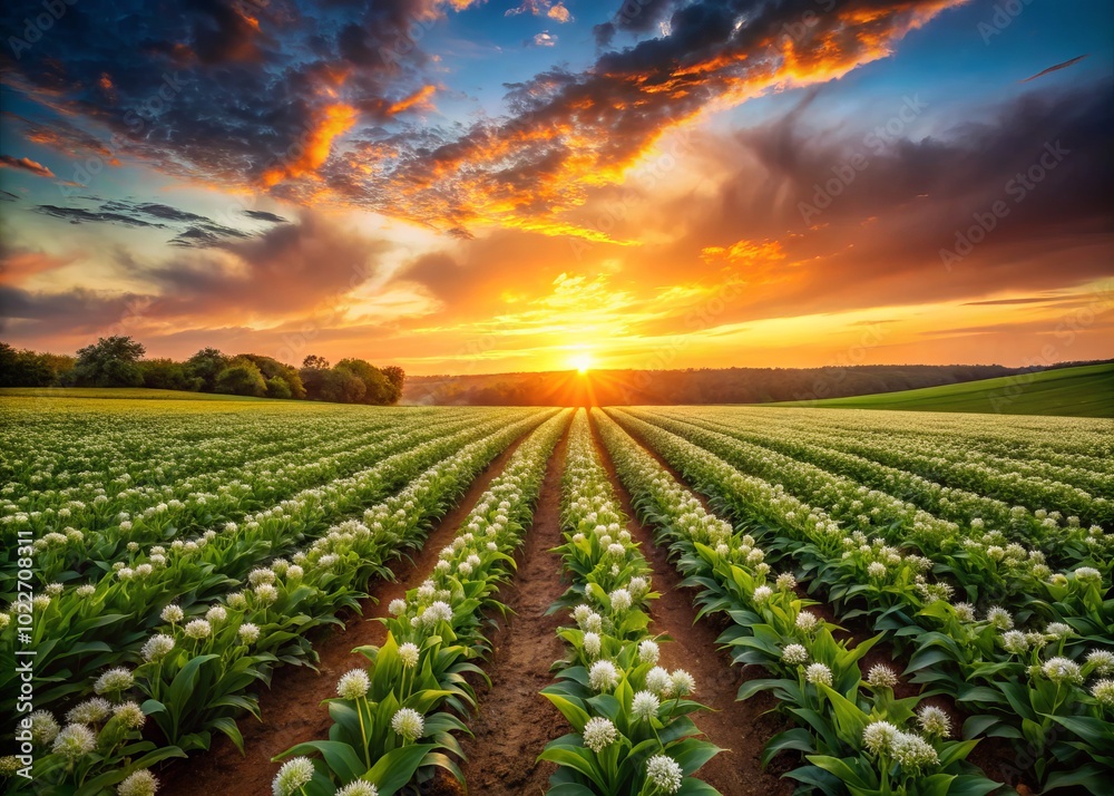 Captivating Landscape of a Popcorn Farm in Golden Light Captivating Landscape of a Popcorn Farm in Golden Light