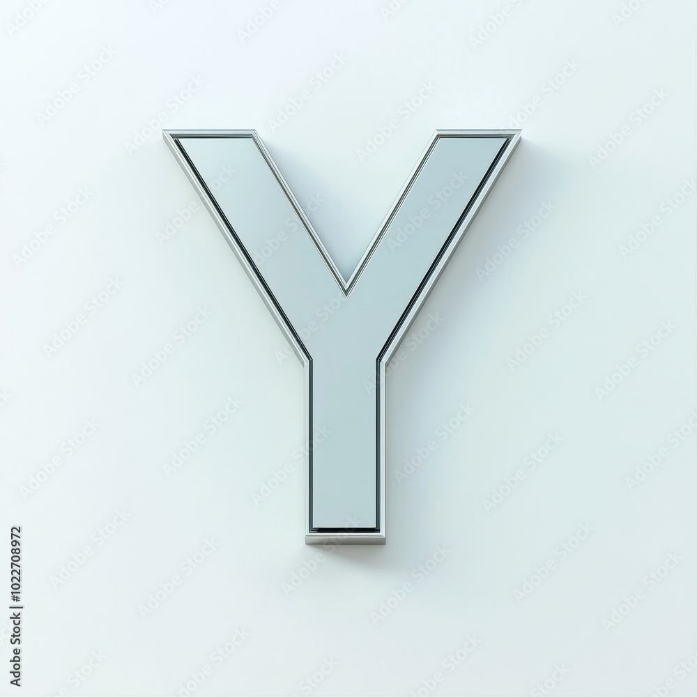 A Modern Representation of the Letter Y Captured in Sleek, Reflective Material Against a Minimalistic Background Aesthetic. A Modern Representation of the Letter Y Captured in Sleek, Reflective Material Against a Minimalistic Background Aesthetic.