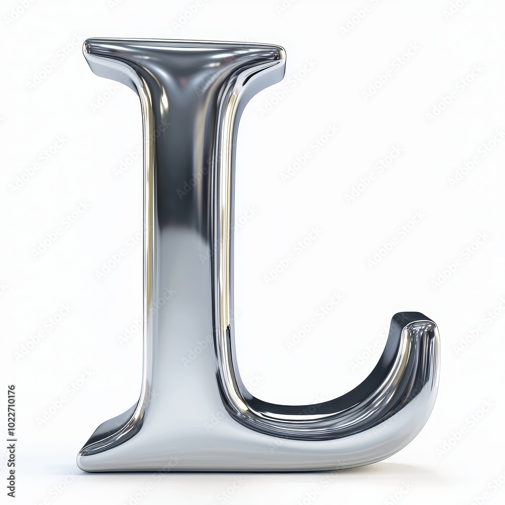 Capturing the Essence of Modern Design: A Striking Metallic Letter L on a Clean Background Capturing the Essence of Modern Design: A Striking Metallic Letter L on a Clean Background
