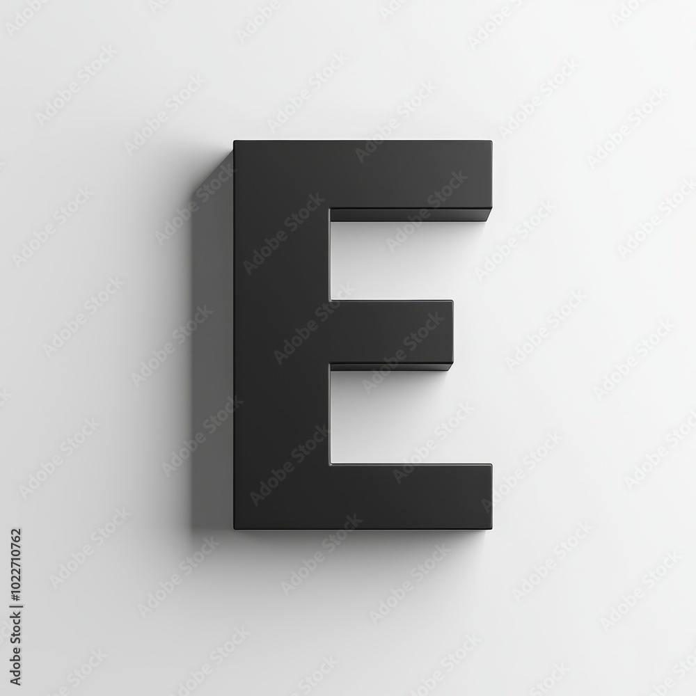 A Stunning Block Letter E in Sleek Black Against a Minimalistic White Background Showcasing Modern Typography and Design Elements. A Stunning Block Letter E in Sleek Black Against a Minimalistic White Background Showcasing Modern Typography and Design Elements.