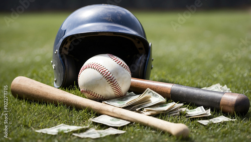 Baseball Equipment and Money photo