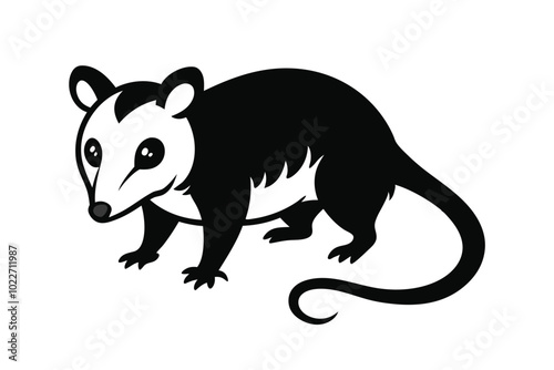 Solid color Opossum animal vector design