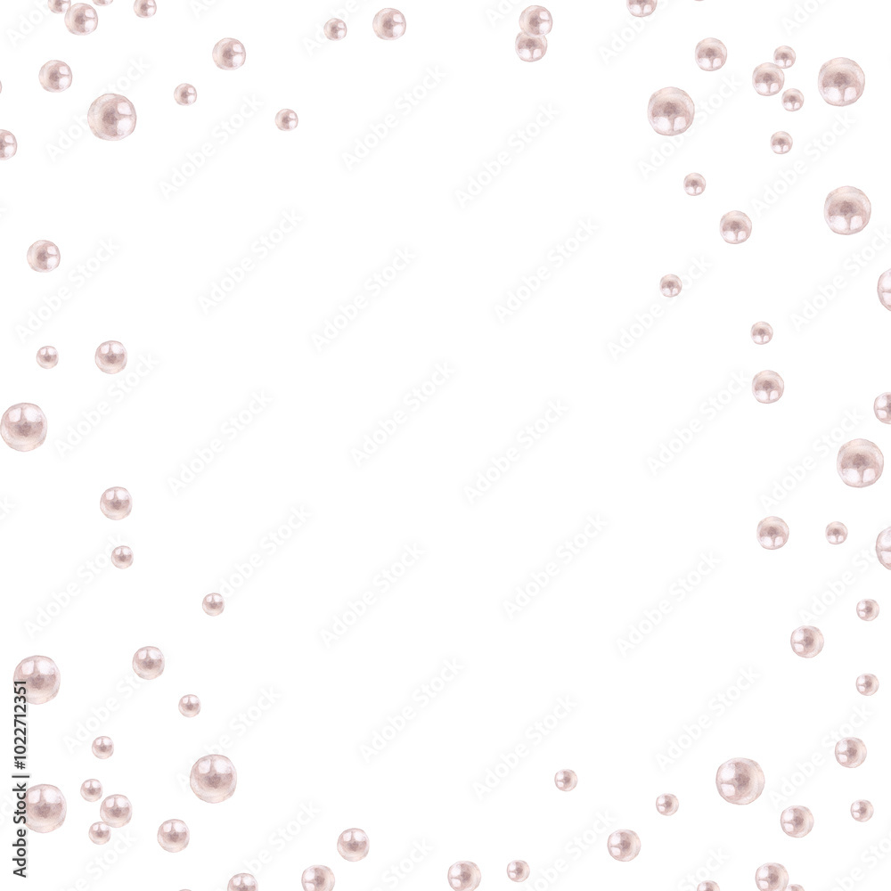pearl frame watercolor illustration isolated on white background background for design of cards textile tableware wedding invitations pearl frame watercolor illustration isolated on white background background for design of cards textile tableware wedding invitations