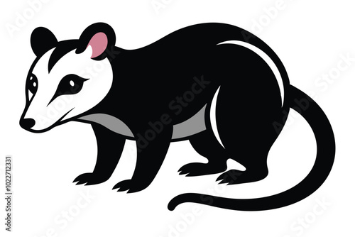 Solid color Opossum animal vector design