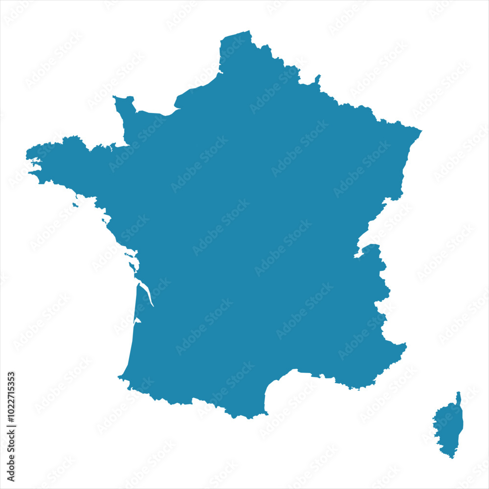 Fototapeta premium Abstract - High Detailed blue Map of France isolated on white background. for your web site design map logo, app, Travel. Vector illustration eps10.