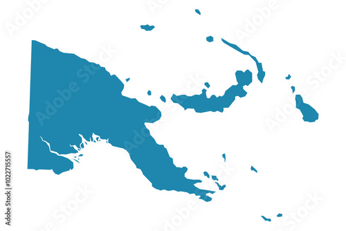 Abstract - High Detailed blue Map of Papua New Guinea isolated on white background. for your web site design map logo, app, Travel. Vector illustration eps10.