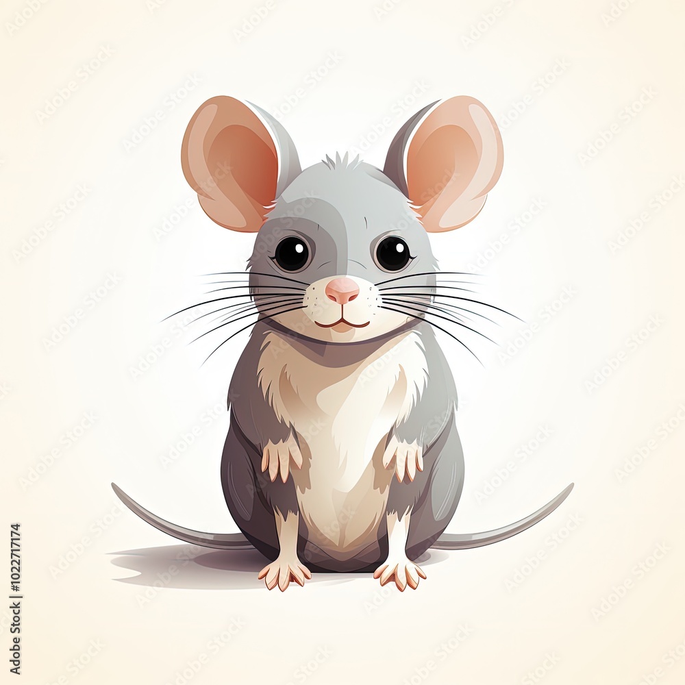 Adorable Cartoon Mouse in Light Palette Vector Illustration