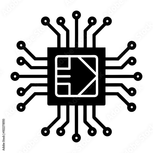 Digital technology gear Chip Icon Silhouette vector illustration.