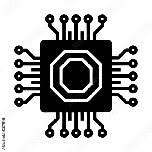 Digital technology gear Chip Icon Silhouette vector illustration.