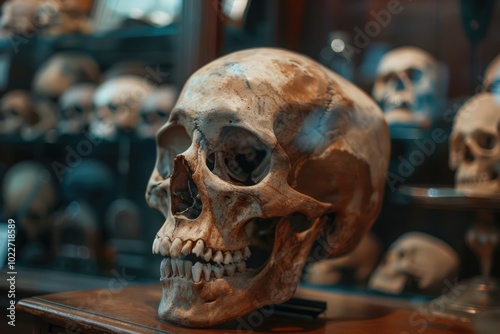 realisitc human skull head showcase photo