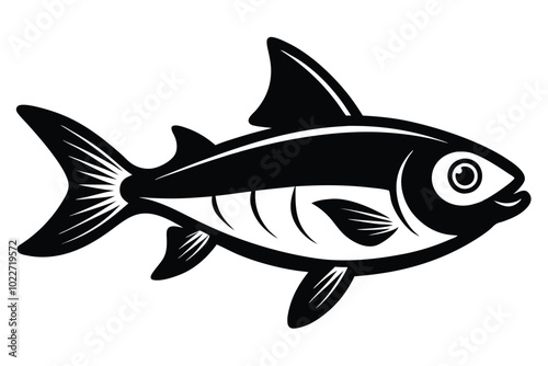 Solid color Opaleye (Rudderfish) ‍swimming animal vector design