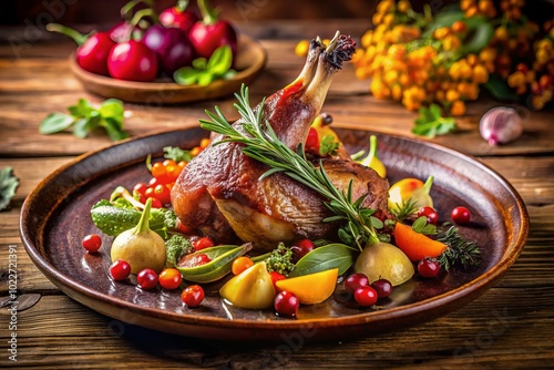 Fototapeta Naklejka Na Ścianę i Meble -  Delicious Pigeon Dish - Gourmet Food Photography for Culinary Enthusiasts