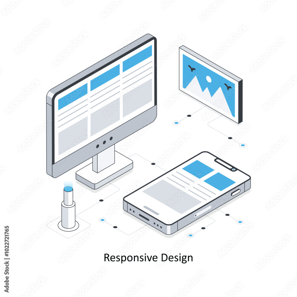 Responsive design isometric stock illustration. EPS File stock illustration Responsive design isometric stock illustration. EPS File stock illustration