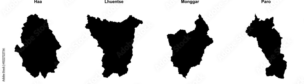 Haa, Lhuentse, Monggar, Paro outline maps Haa, Lhuentse, Monggar, Paro outline maps