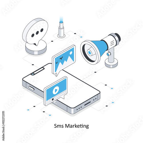 SMS Marketing isometric stock illustration. EPS File stock illustration