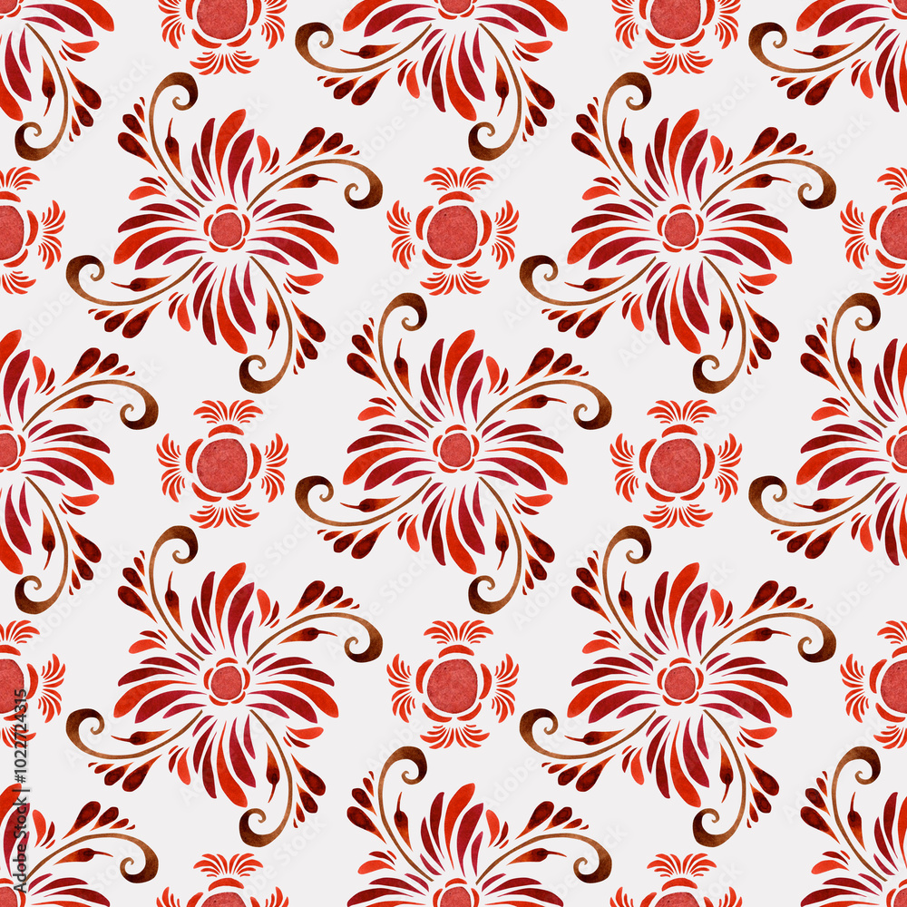 Folk style. Watercolor seamless pattern on a light background. Textile, fabrics, wallpaper, wrapping paper, textures. Folk style. Watercolor seamless pattern on a light background. Textile, fabrics, wallpaper, wrapping paper, textures.