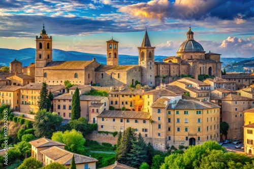 Scenic View of Historic Buildings and Landscape in Macerata, Italy under Clear Blue Sky