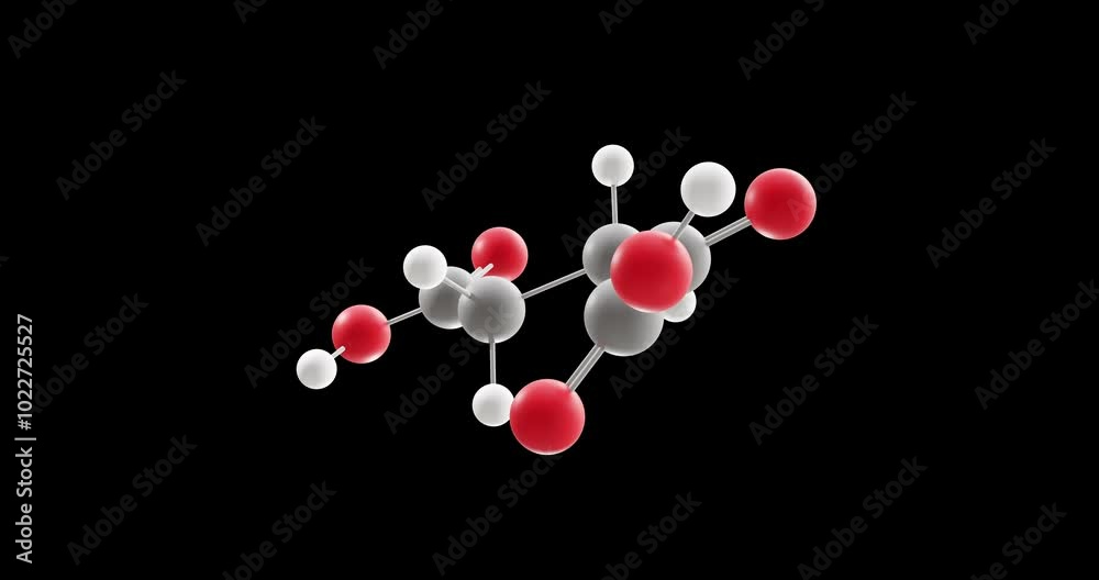 Alpha-ketoglutaric acid molecule, rotating 3D model of keto acid, looped video on a black background Alpha-ketoglutaric acid molecule, rotating 3D model of keto acid, looped video on a black background