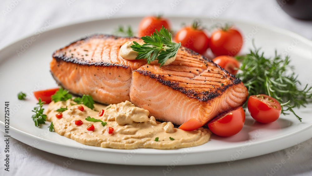 Salmon Steak with Hummus Salmon Steak with Hummus