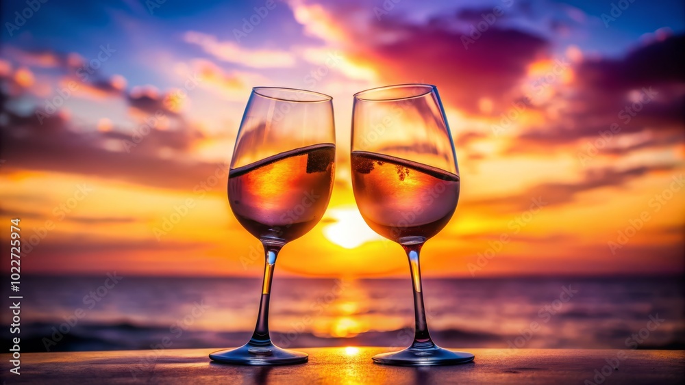 Elegant Silhouette of Toasting Glasses at Sunset - Cheers to Celebration