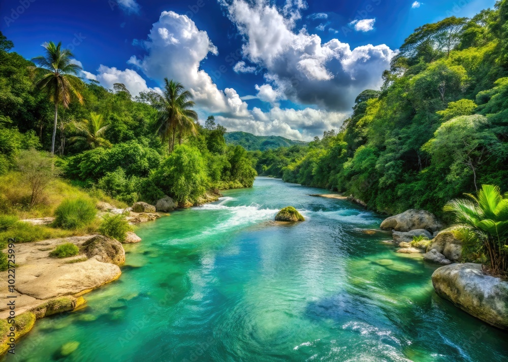 Scenic View of Massacre River in Haiti Surrounded by Lush Greenery and Clear Blue Skies Scenic View of Massacre River in Haiti Surrounded by Lush Greenery and Clear Blue Skies
