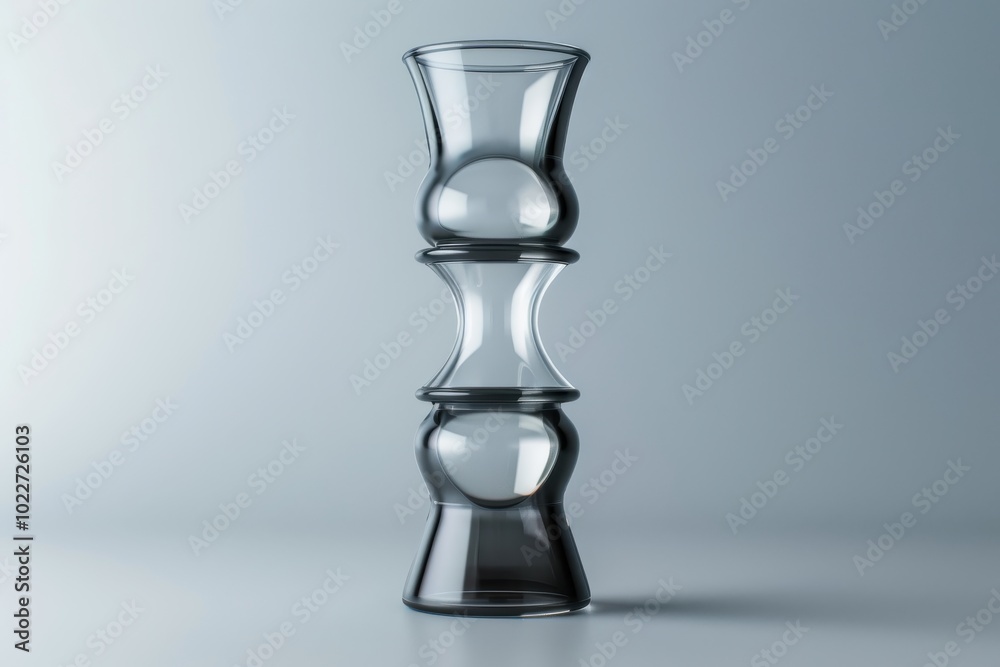 Glass stack sculpture with unique contours displayed against a soft gradient background Glass stack sculpture with unique contours displayed against a soft gradient background