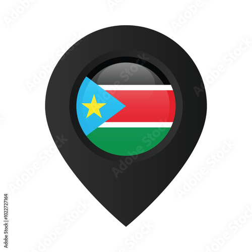 Free Download Location pin with the flag of South Sudan. Black map marker isolated on white background - GFXLoad