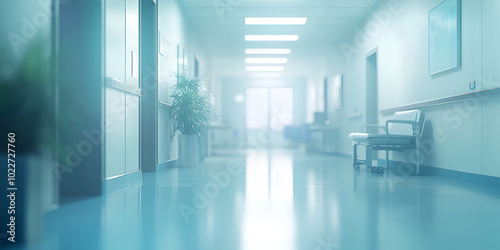 Wallpaper Mural Bright Office Corridor with Illuminated Ceiling and Reflective Floor Torontodigital.ca