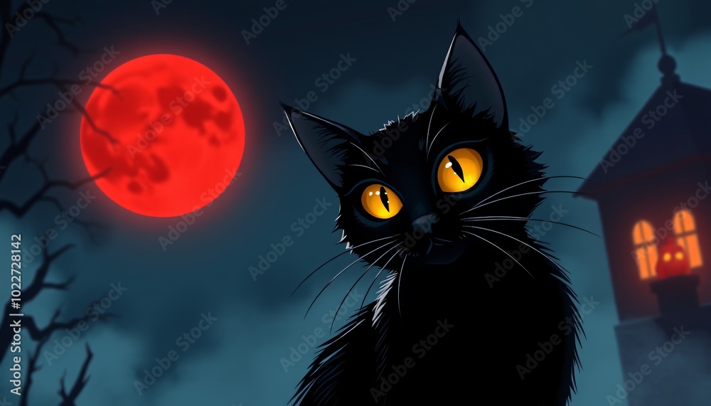 black cat at halloween night black cat at halloween night