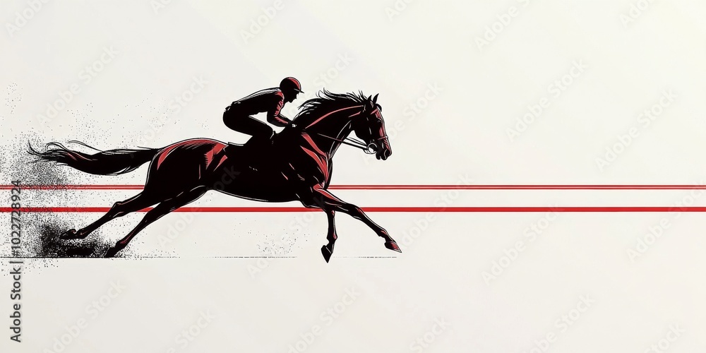 Obraz premium Minimalist Background of Geelong Cup Race: Sporty Design with Heart-Racing Speed on a Melbourne Beach at Sunrise 