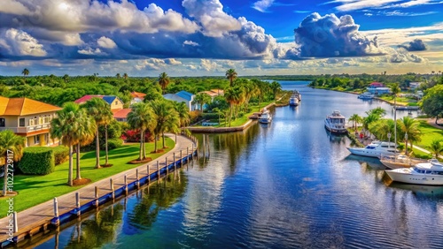 Wallpaper Mural Scenic view of the St. Lucie River with lush greenery and blue skies in Stuart, Florida, USA Torontodigital.ca