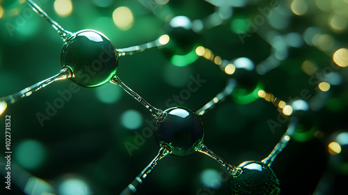 M. is an illustration of molecules with a green background: a visually striking representation of molecular structures against a vibrant green backdrop. The illustration features various types of mole photo