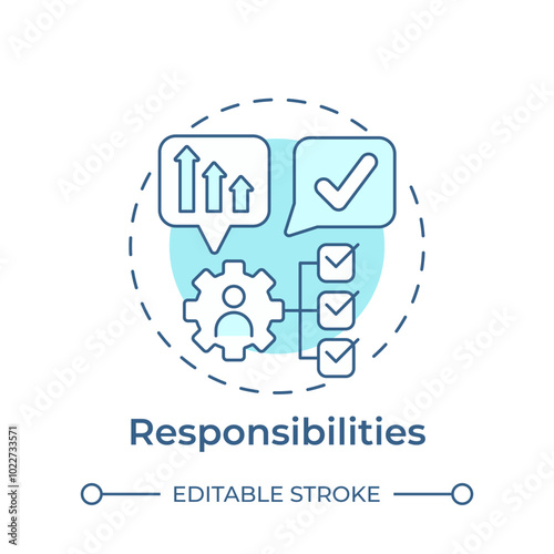 Responsibilities soft blue concept icon. Operational efficiency, task management. Round shape line illustration. Abstract idea. Graphic design. Easy to use in infographic, presentation