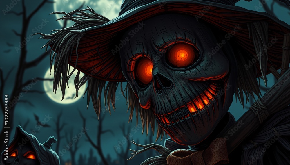 close up of a creepy scarecrow close up of a creepy scarecrow