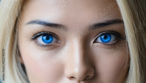 Close up portrait of a beautiful girl with bright blue eyes